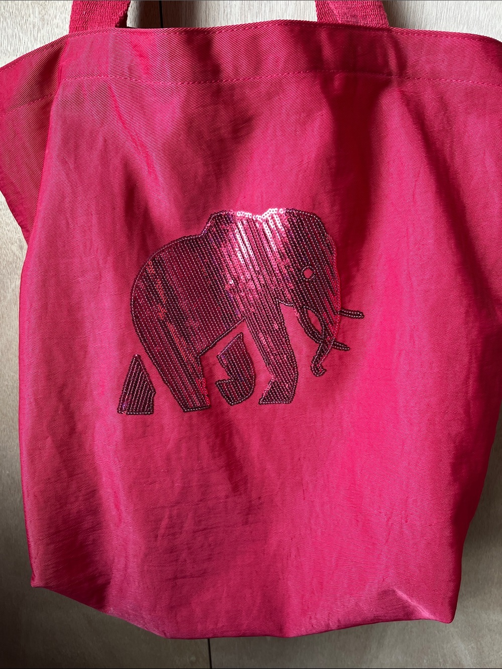 Banana Republic Red Tote with Sequins Elephant